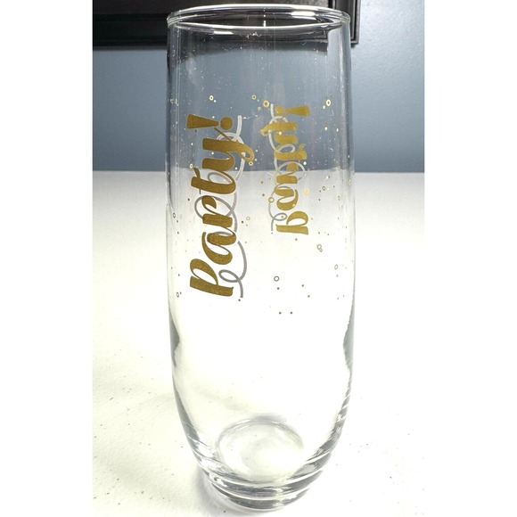Set of 2 Champagne Glasses Stemless, "Party" & "Cheers" Glass Gift Set Celebrate - Picture 2 of 5
